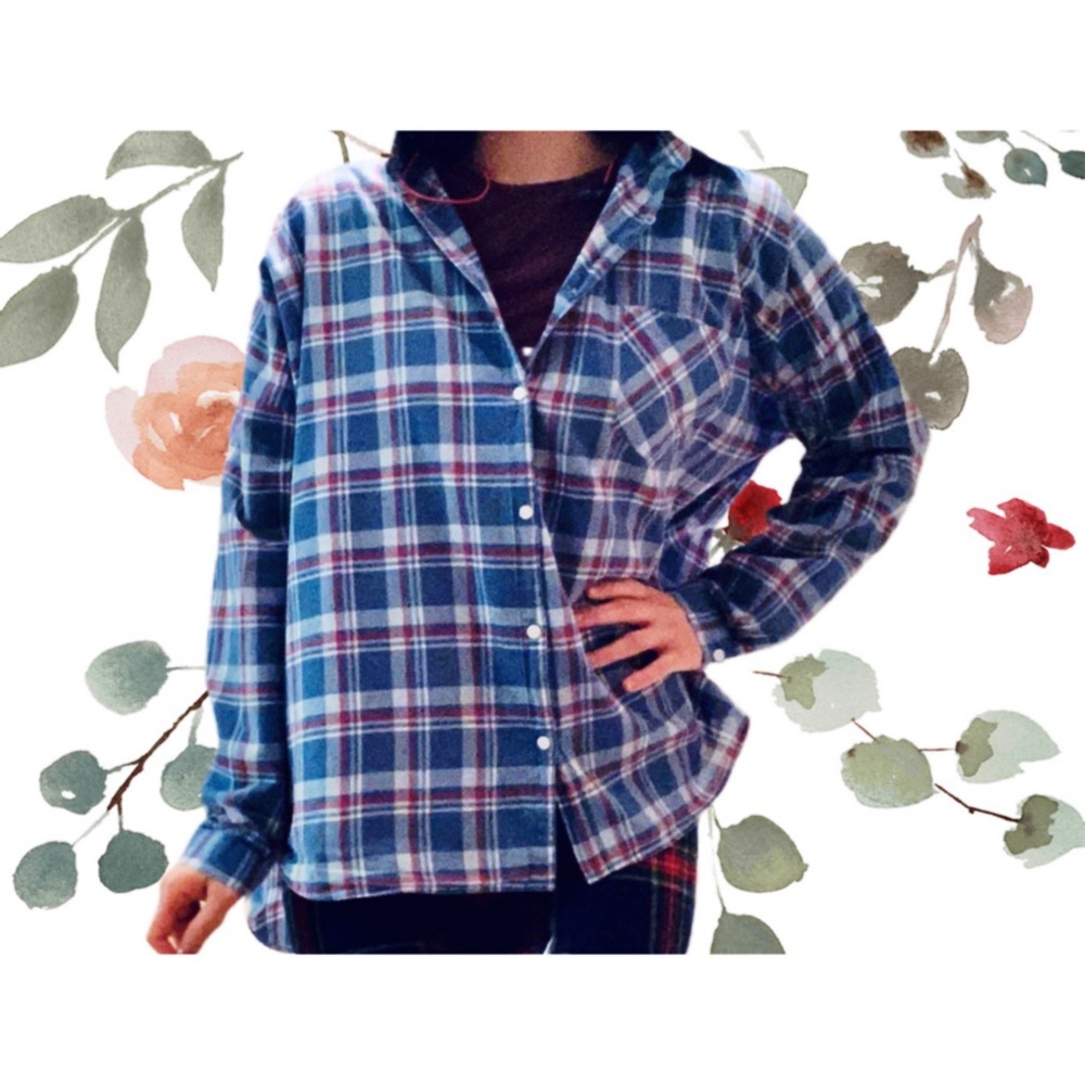 🐭UO oversized plaid shirt L